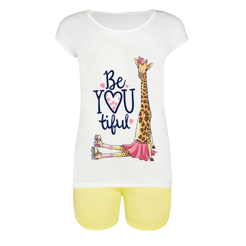 ست تیشرت و شلوارک زنانه طرح Be you tiful کد 02 ye