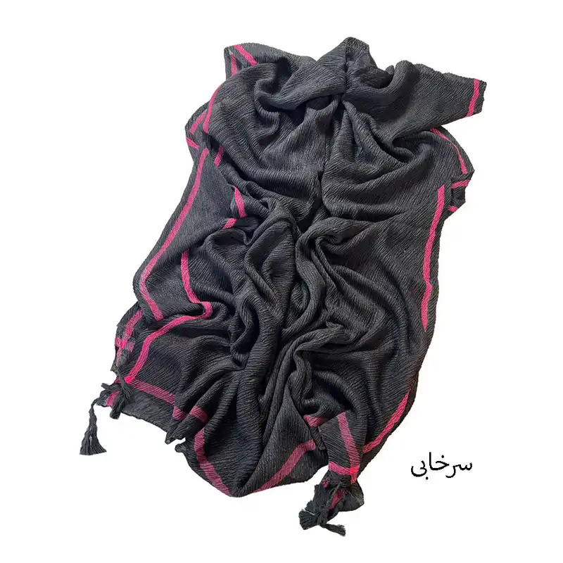 شال زنانه مدل نخی پلیسه حاشیه لاینی منگوله دار