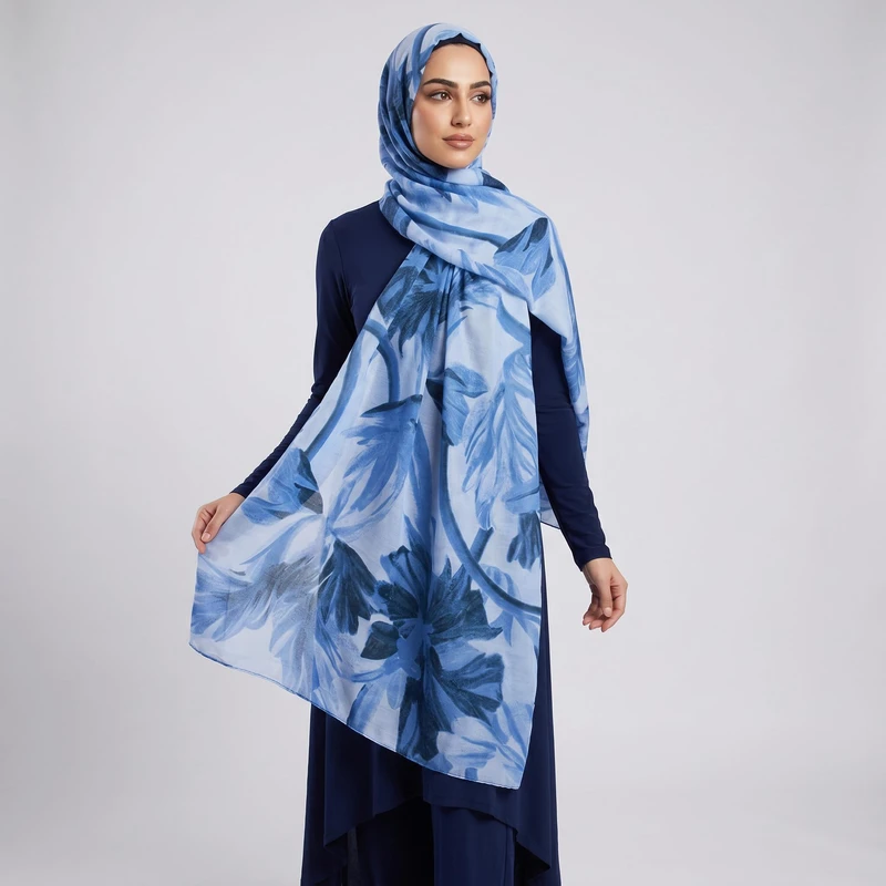 شال زنانه مدل نخی تابستانه مزونی جدید طرح ابرو بادی کد ana-2600