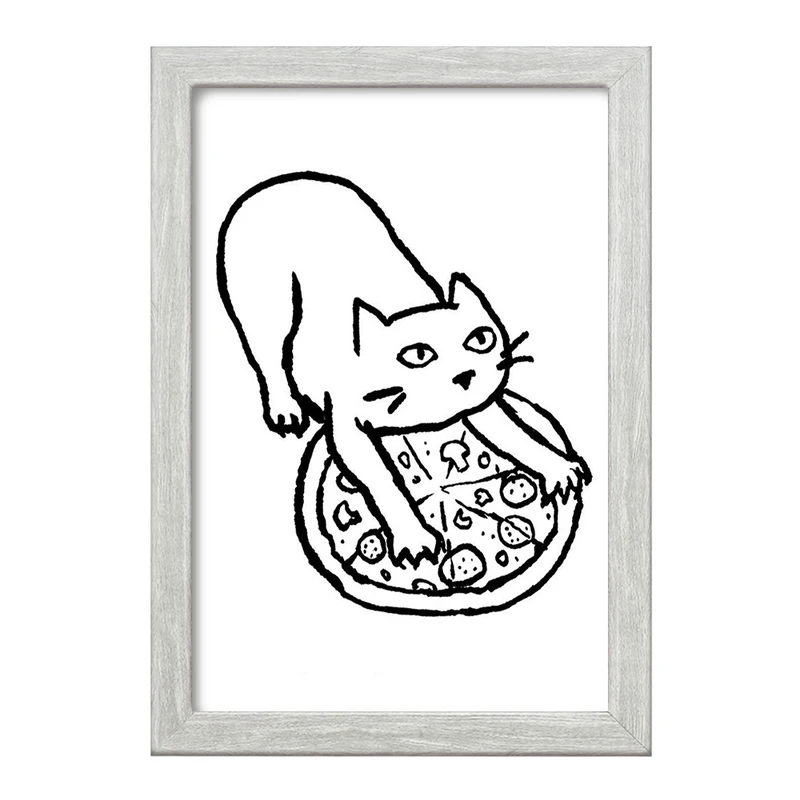 تابلو خندالو طرح گربه و پیتزا کد 29283