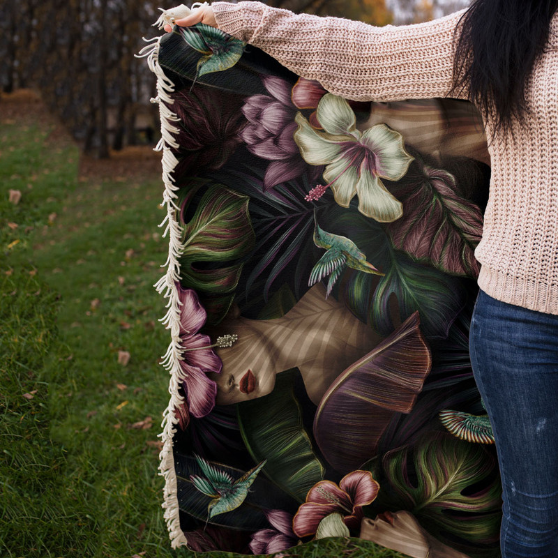 شال مبل مدل ملکه گل ها کد F2SH1040 سایز 100x180 سانتی متر