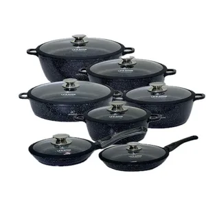 سرویس قابلمه و تابه گرانیتی 24 پارچه لایف اسمایل مدل LIFEP7S-24-BLACK