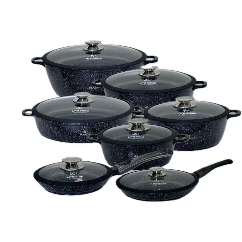 سرویس قابلمه و تابه گرانیتی 24 پارچه لایف اسمایل مدل LIFEP7S-24-BLACK