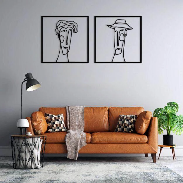 استیکر دیواری طرح دو صورت کد 04 مجموعه 2 عددی 