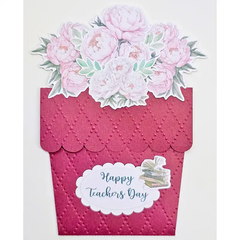 کارت پستال مدل تبریک روز معلم طرح گلدان