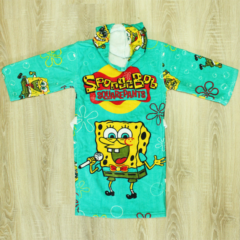 حوله پالتویی کودک ماهان طرح باب اسفنجی سایز 90x100 سانتی متر