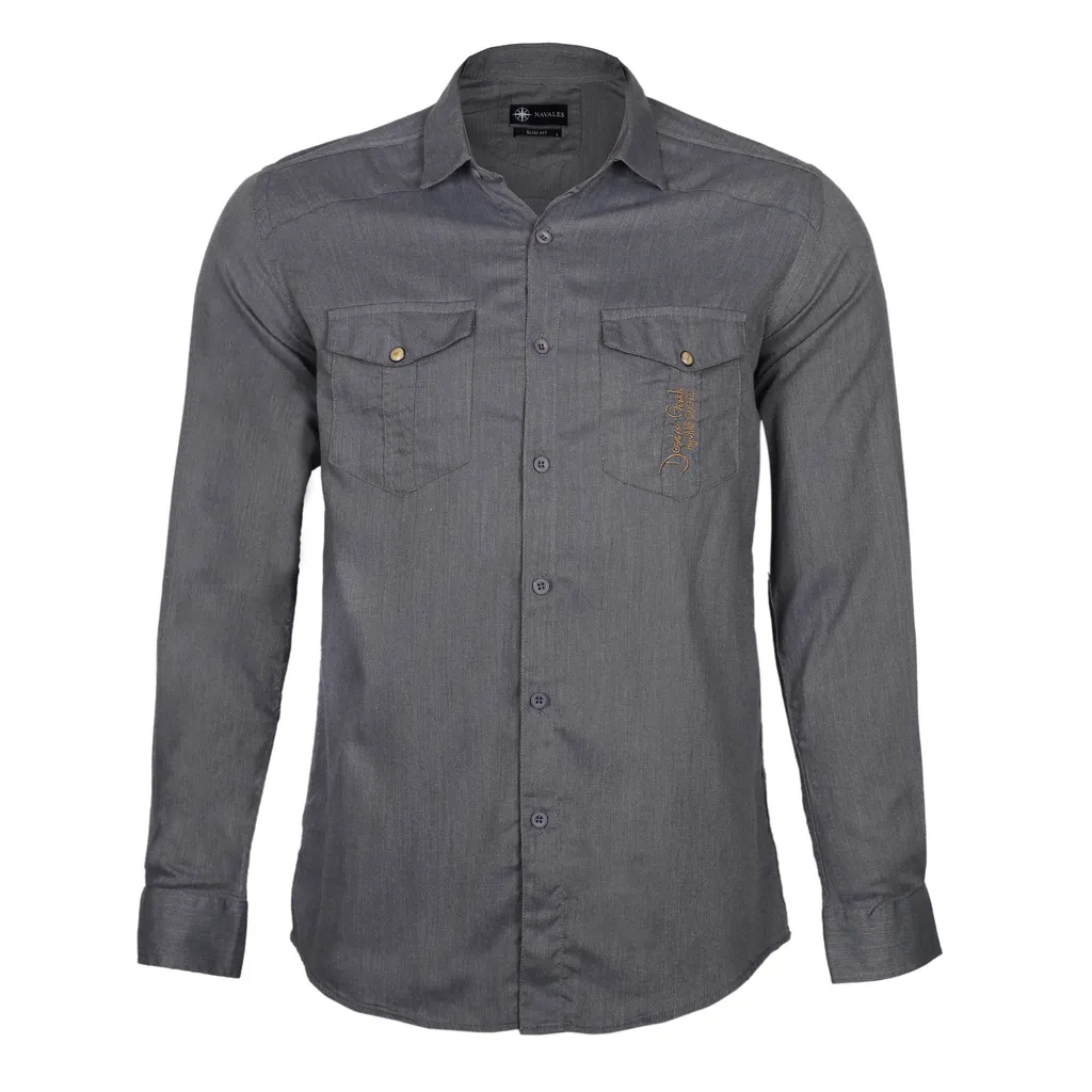 پیراهن آستین بلند مردانه ناوالس مدل 1066 DENIM GOOD-GRY