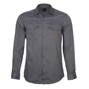 پیراهن آستین بلند مردانه ناوالس مدل 1066 DENIM GOOD-GRY
