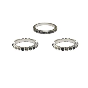 انگشتر زنانه مدل نگینی مجموعه 3 عددی