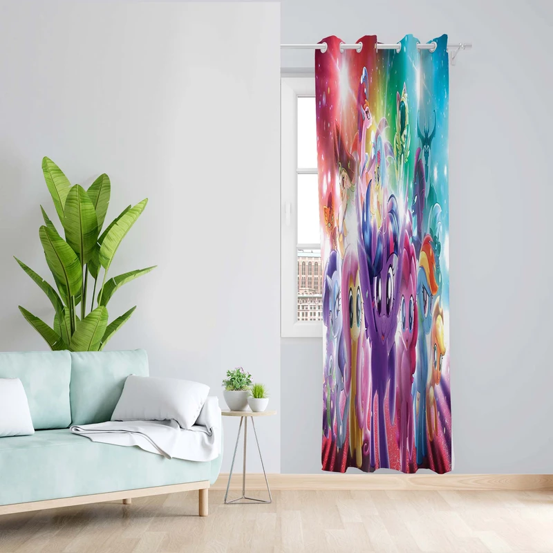 پرده طرح اسب تک شاخ مدل مخمل پانچی کد 1535 z سایز 140x200 سانتی متر