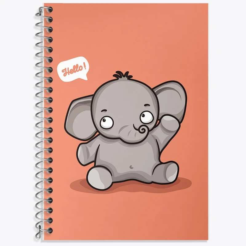 دفتر زبان 50 برگ خندالو مدل دو خط طرح فیل کیوت کد F2480