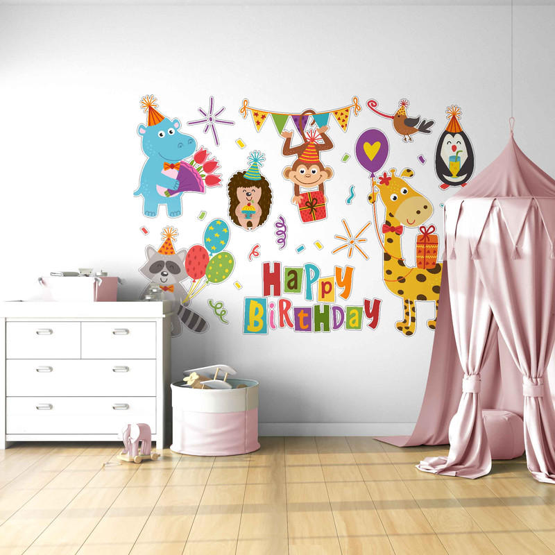 استیکر دیواری کودک مدل happy birthday