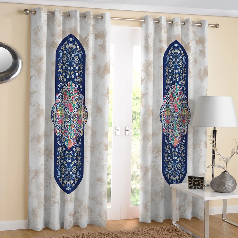 پرده مدل هازان چاپی طرح سنتی کد 3246 سایز 140x280 سانتیمتر
