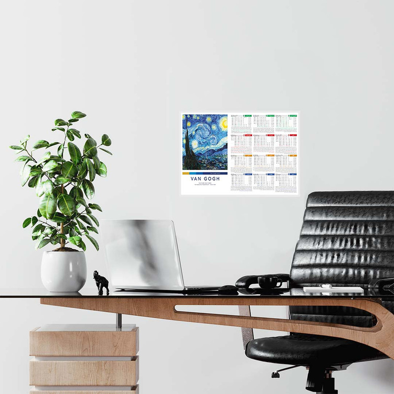 تقویم دیواری سال 1404 مدل A3 طرح ونگوگ کد 001