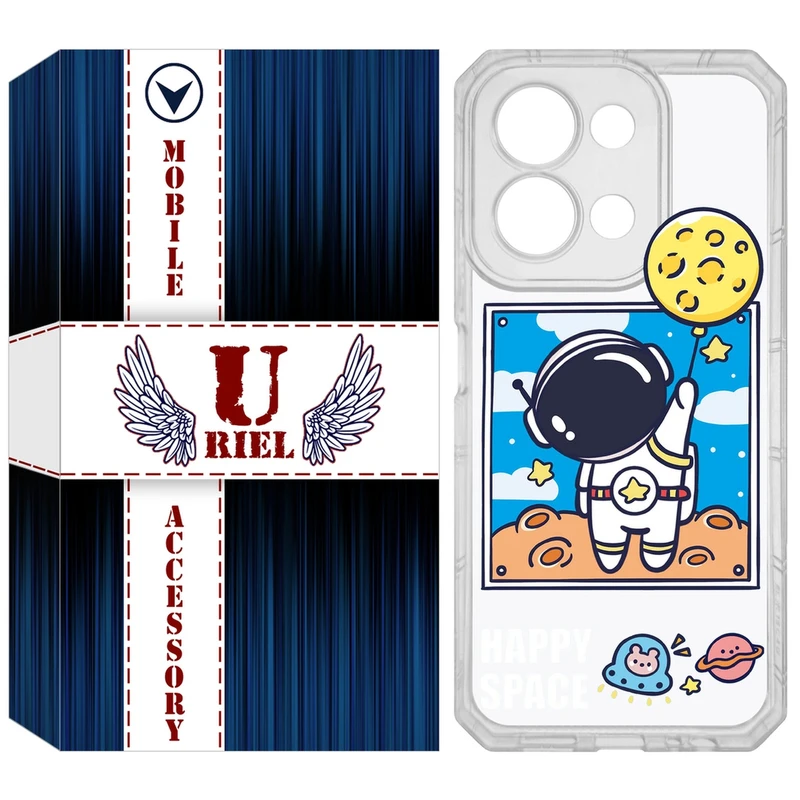 کاور یوریل مدل Clear کد 7 طرح فضانورد مناسب برای گوشی موبایل شیائومی Redmi 15C 4G