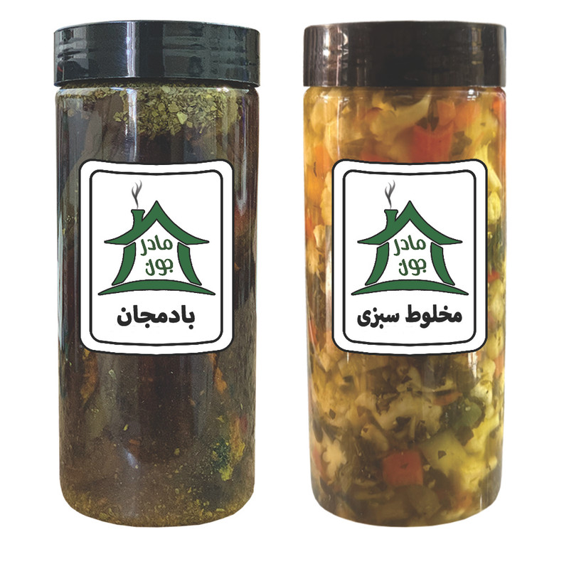 ترشی بادمجان و ترشی مخلوط با سبزی خونه مادرجون - بسته 2 عددی