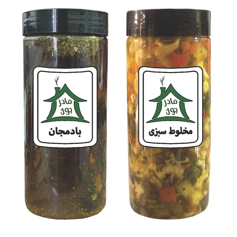 ترشی بادمجان و ترشی مخلوط با سبزی خونه مادرجون - بسته 2 عددی