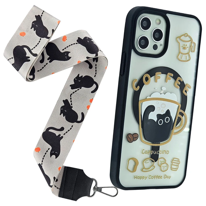 کاور فون کیس مدل مگ سیف کد کافی 01 مناسب برای گوشی موبایل اپل Iphone 12 /12pro به همراه بند آویز