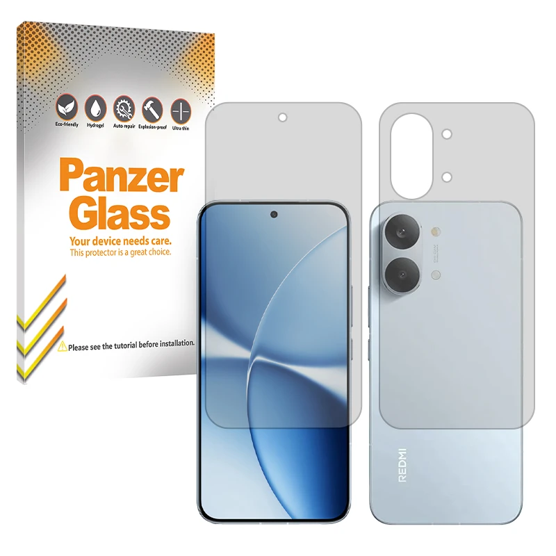 محافظ صفحه نمایش شفاف پنزر گلس مدل هیدروژلی مناسب برای گوشی موبایل شیائومی Redmi Turbo 5 Max به همراه محافظ پشت صفحه