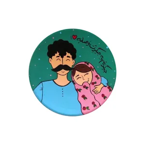 بشقاب دیوارکوب سفالی طرح زوج کد 15
