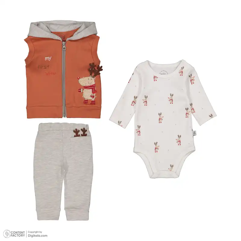 ست 3 تکه لباس نوزادی نیلی مدل 4064