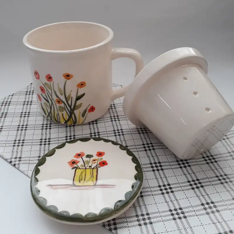 دمنوش ساز سرامیکی طرح گل کد MG16