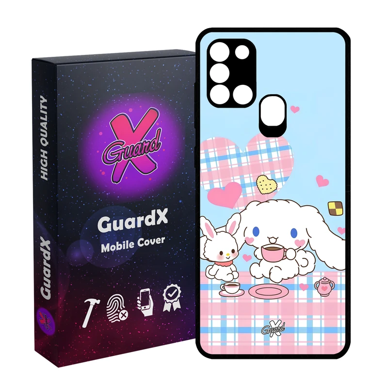 کاور گارد ایکس طرح خرگوش مدل Glass10508 مناسب برای گوشی موبایل سامسونگ Galaxy A21s