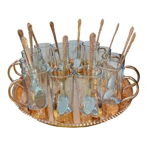 سرویس چای خوری مسی مدل چکش کاری کد 459 مجموعه 25 عددی