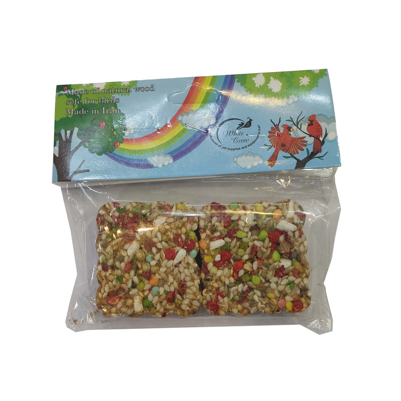 تشویقی پرندگان برندکلاغ سفید مدل میوه ای 40گرمی بسته دوعددی