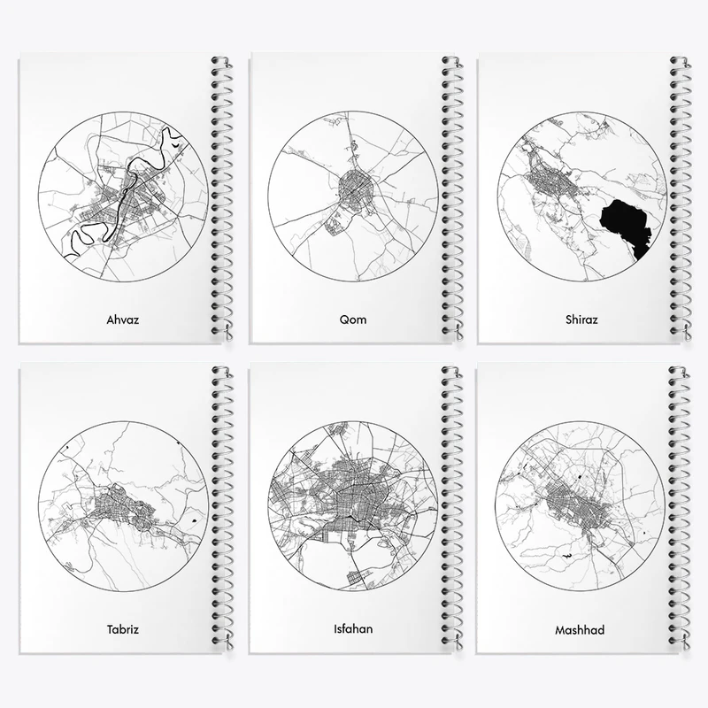 دفتر مشق 100 برگ خندالو طرح شهرها کد 916 مجموعه 6 عددی