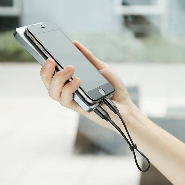 کابل تبدیل USB به لایتنینگ/MicroUSB باسئوس مدل Two-in-One طول 0.23 متر