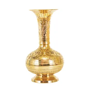 گلدان برنجی مدل فول قلم پایه دار طرح شکم دار کد 88222