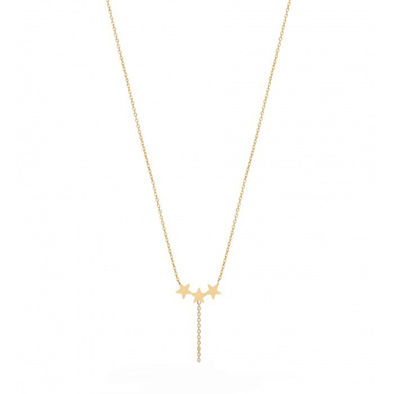 گردنبند طلا 18 عیار زنانه با طرح حلقه‌ای گالری شیدا مجد مدل سه ستاره