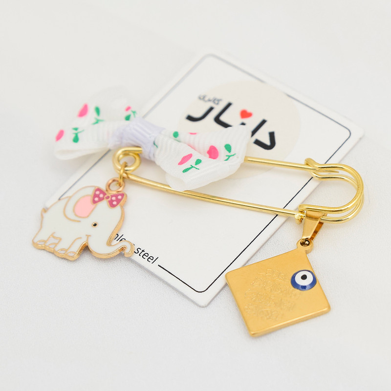 سنجاق سینه دخترانه دلنار گالری مدل وان یکاد و چشم نظر و فیل