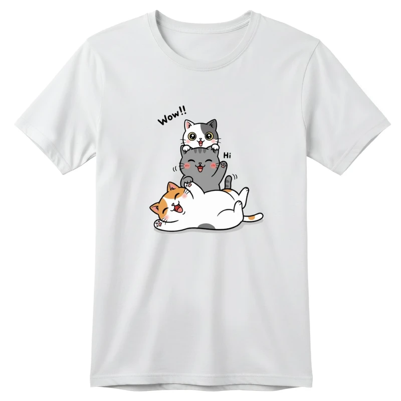 تی‌شرت آستین کوتاه بچگانه مدل سه گربه 