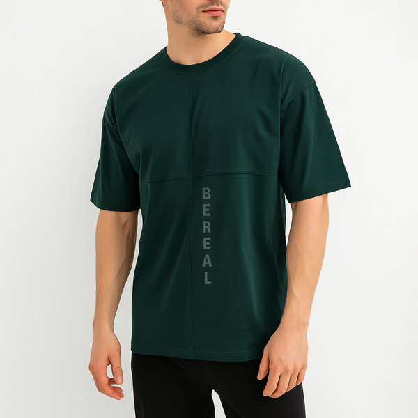 تی شرت اورسایز مردانه باینت مدل 816-1 رنگ سبز تیره