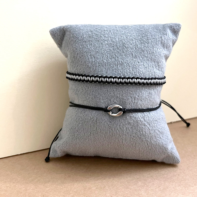 دستبند زنانه مدل مهره و بافت مجموعه 2 عددی