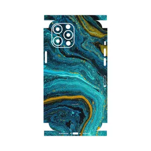 MAHOOT Turquoise marblewith golden streaks-FullSkin Cover Sticker for Apple iPhone 12 Pro Max
