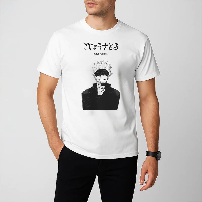 تی شرت آستین کوتاه مردانه مدل انیمه ای جوجوتسو کایسن شخصیت گوجو کد anm276