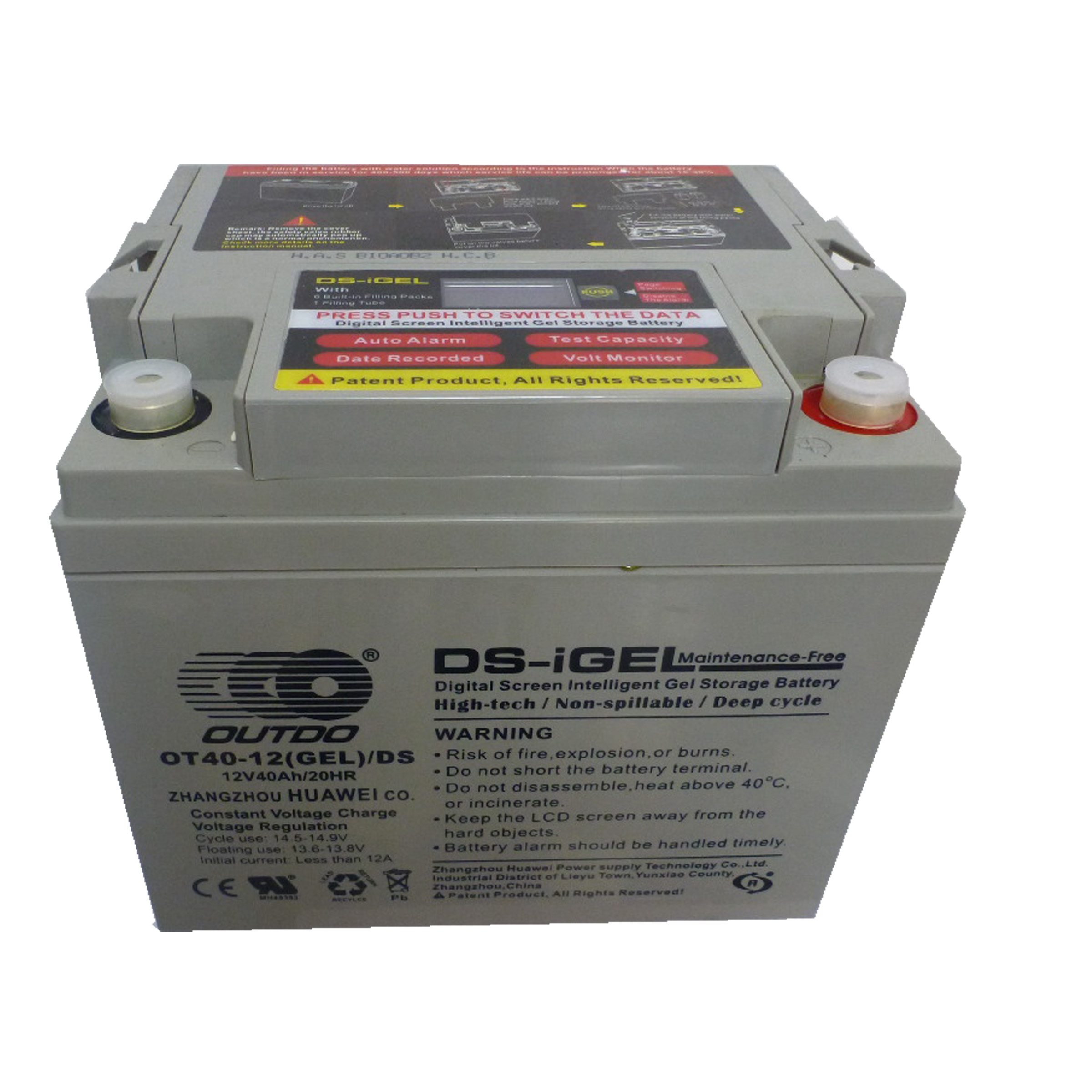 باتری صنعتی هوشمند 40 آمپر ساعت 12 ولت هوآوی مدل OT40-12 gel.DS