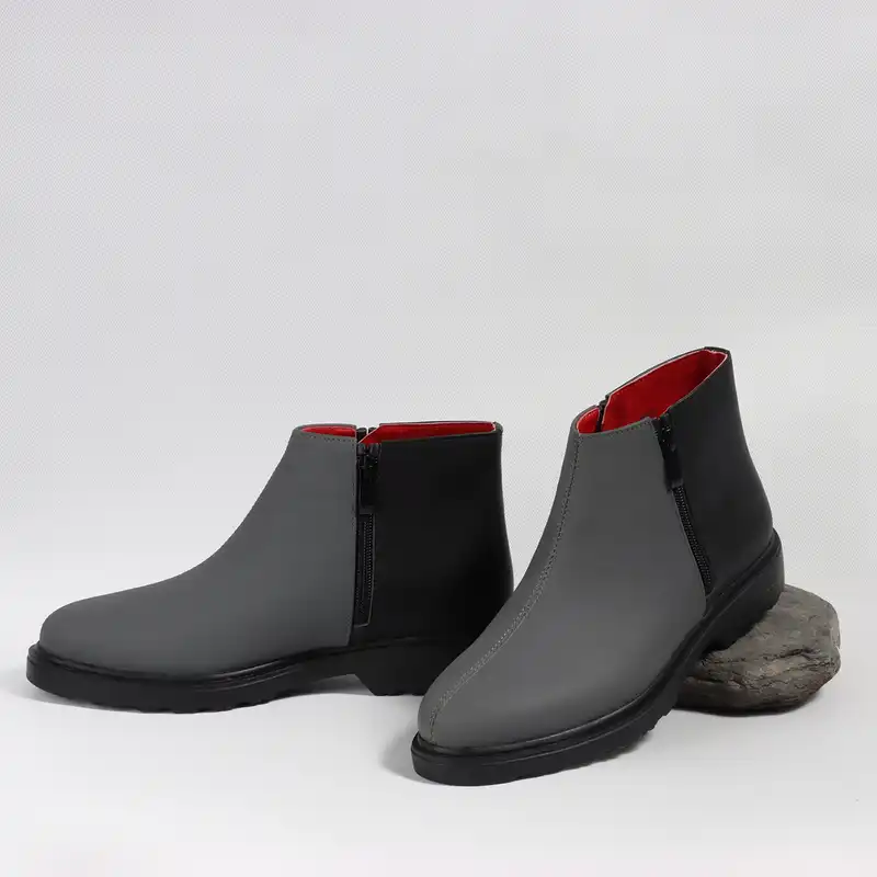 نیم بوت زنانه مدل چرم طبیعی کد 00165t.k رنگ طوسی