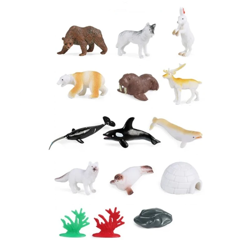 فیگور مدل حیوانات قطبی کد KIK-004 ارتفاع 5 سانتی‌متر مجموعه 15 عددی