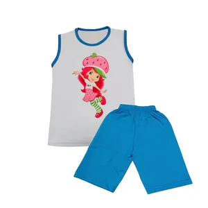 ست تاپ و شلوارک بچگانه مدل دختر توت فرنگی کد STb4001