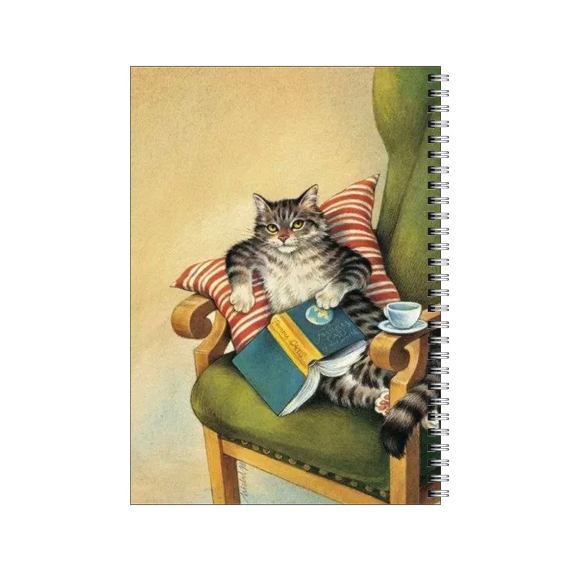 دفتر مشق 50 برگ بامبیلیپ طرح گربه راحت طلب و کتابخوانی کد 6273883