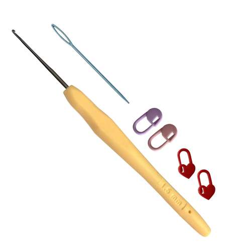 قلاب بافتنی مدل ZHL-1.5 به همراه سنجاق نشانه گذار بافتنی و سوزن دوخت کاموا مجموعه 6 عددی