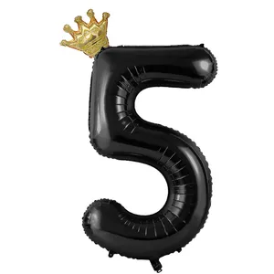 بادکنک فویلی لاکی بالونز مدل عدد 5 طرح تاجدار