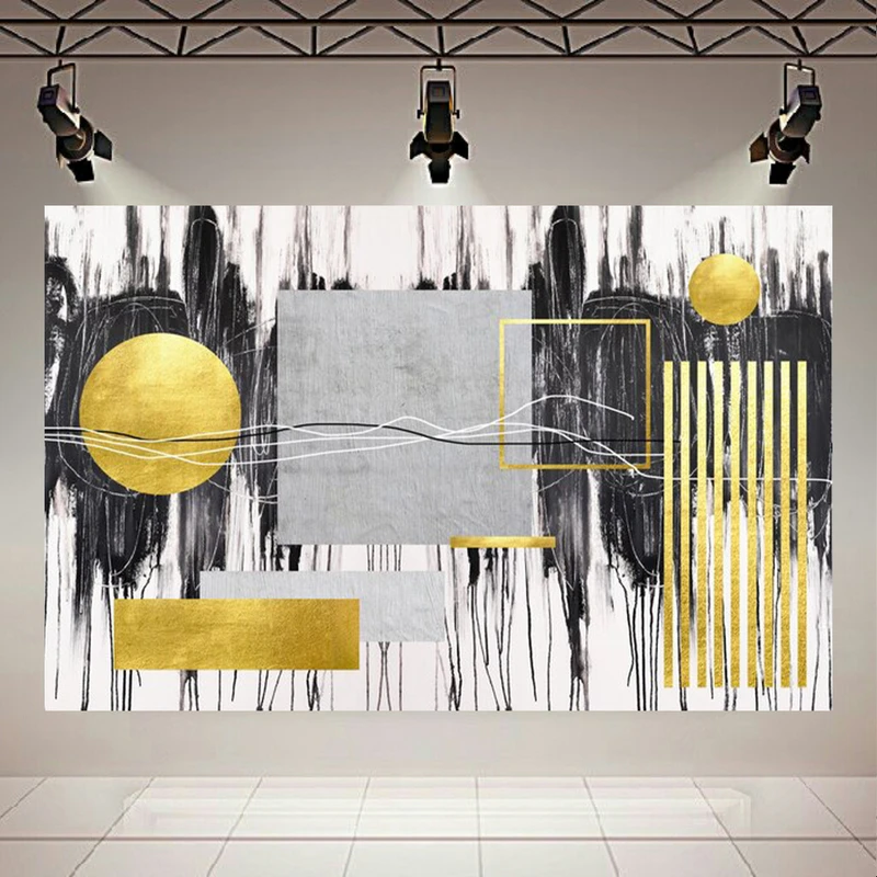  تابلو بوم طرح مخمل اشکال انتزاعی مدل طلایی کد PD20648
