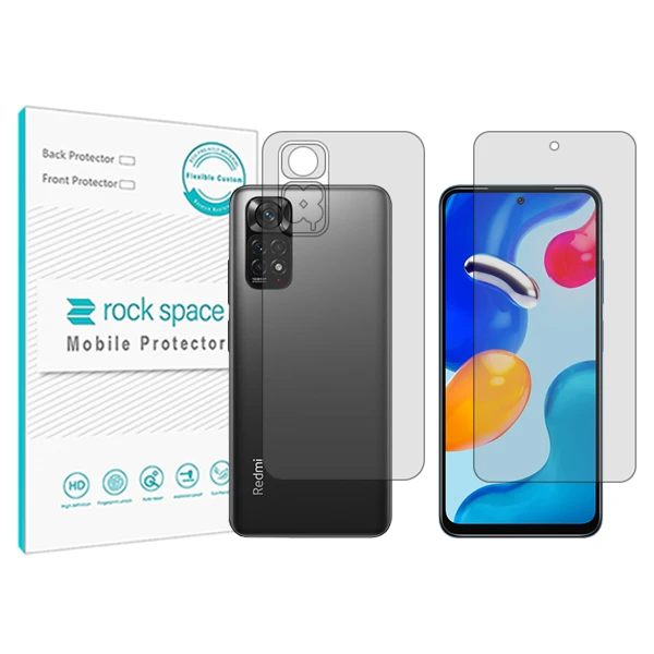 محافظ صفحه نمایش شفاف راک اسپیس مدل HyGEL مناسب برای گوشی موبایل شیائومی Redmi Note 11s به همراه محافظ پشت