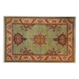 فرش دستبافت 6 متری طرح افشان سلطان آباد زمینه سبز 