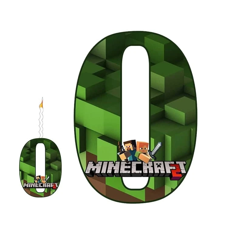 استند تولد مدل عدد 0 طرح ماینکرافت به همراه شمع